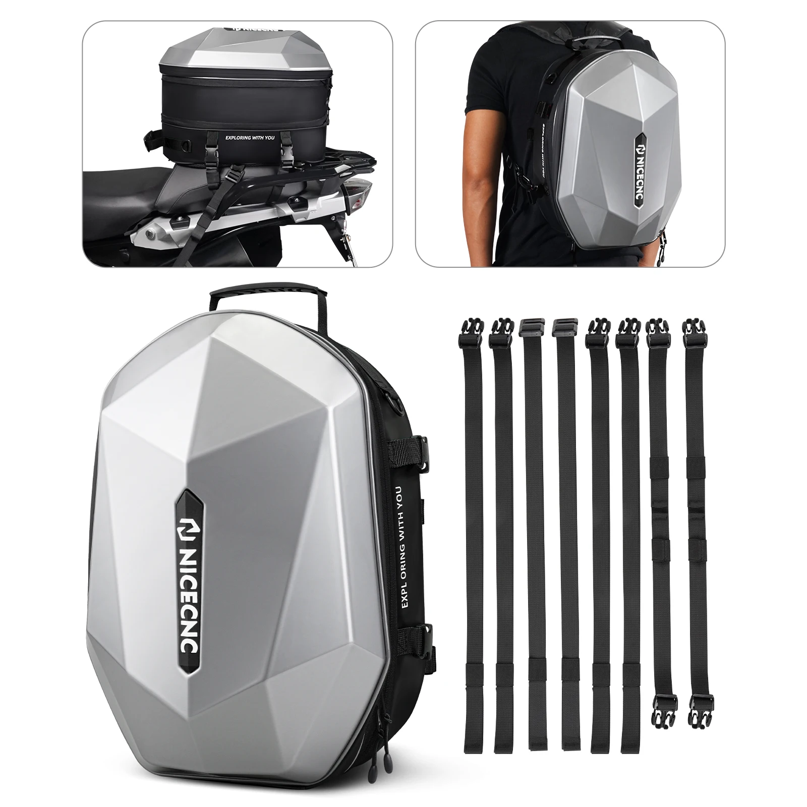 

Motorcycle Backpack Hard Shell Waterproof Motorcycle Helmet Bag for BMW R1200GS Adventure R1250GS Expandable Capacity Moto Box