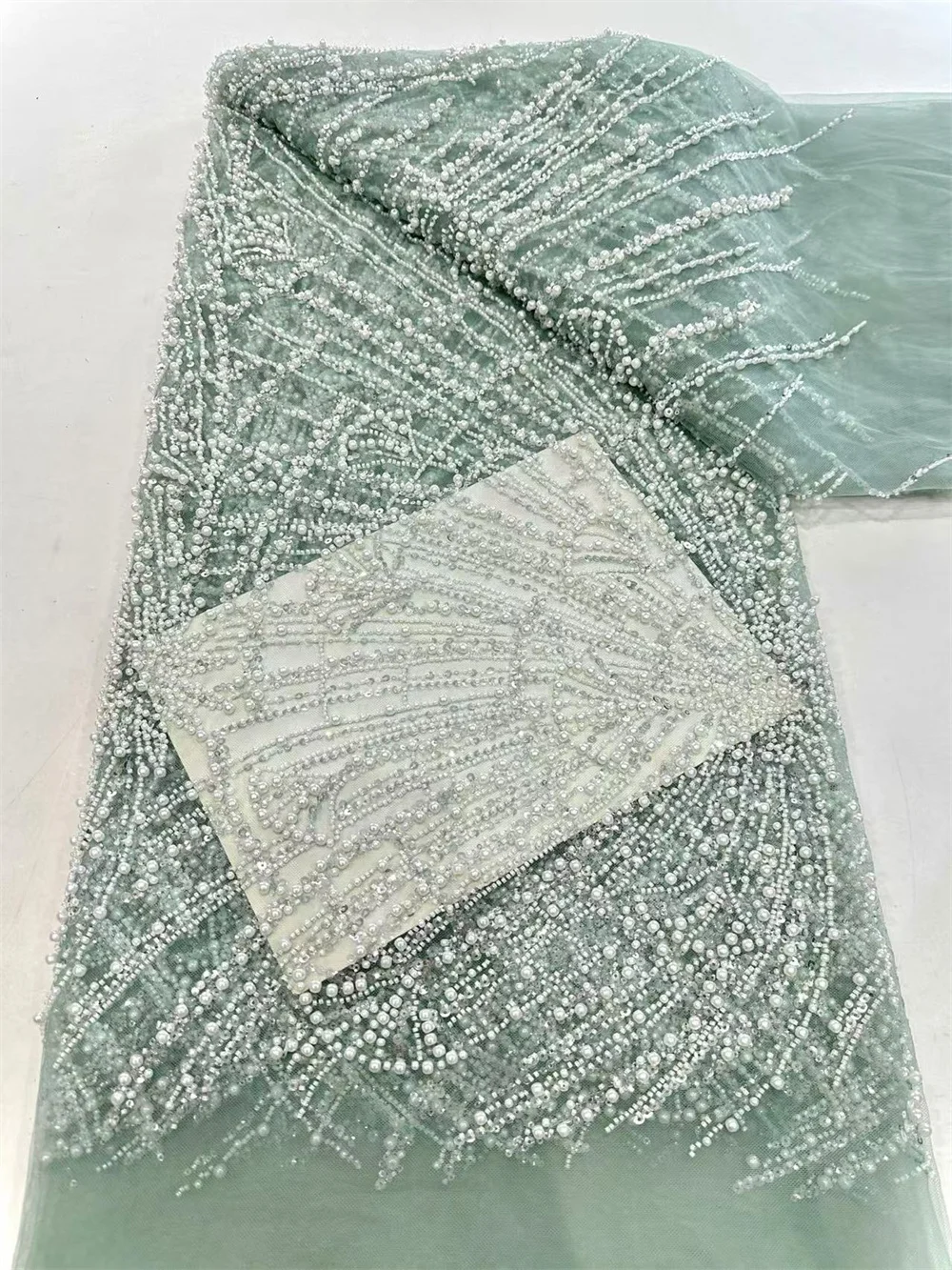 Африканское кружево с бисером желтый 5 ярдов