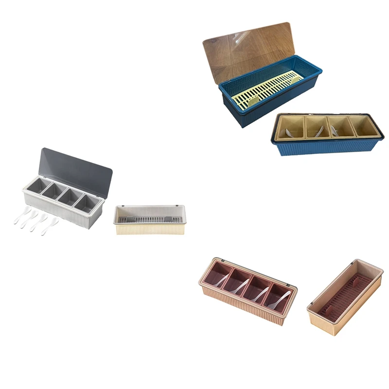 

HOT SALE Creative Seasoning Box Four-Compartment Multi-Combination Spice Box Storage Box Kitchen Supplies Chopsticks Box