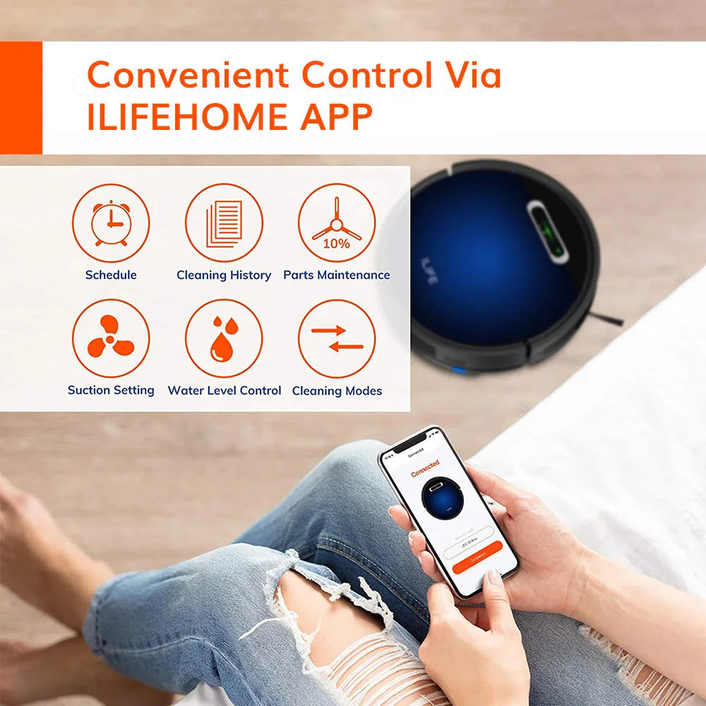 ILIFE B5Max Robot Vacuum and Mop Cleaner 2000pa Strong Suction 600ml Dust Box Wet WIFI APP Smart Floor Washing for Home - купить по