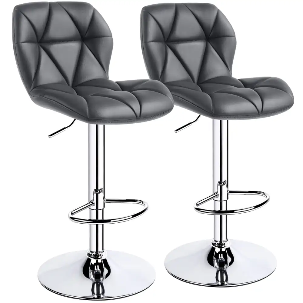 

Alden Design Modern Adjustable Faux Leather Swivel Bar Stool Armless, 2pcs, Gray