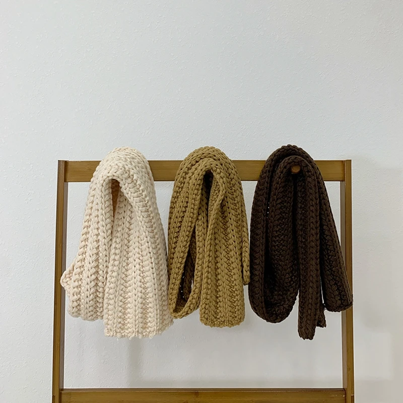 

Lovely Boy Girl Scarf Kids Knitted Scarf Winter Warm Solid Scarf Fashoin Children Girl Boy Knitting Cotton Scarf Xmas Gifts