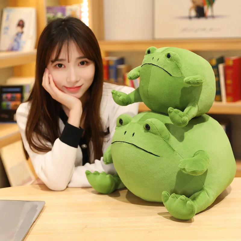 Nuovo arriva 20/30/50cm Kawaii Green Frog peluche in cotone imbottito Squishy animale funzionale cuscino regalo per bambini