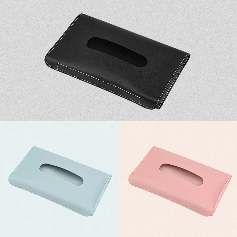 

Car Sun Visor Tissue Boxes Car Tissue Box PU Leather Towel Holder Hanging On Visor Auto Interior Storage Accessories Decoration