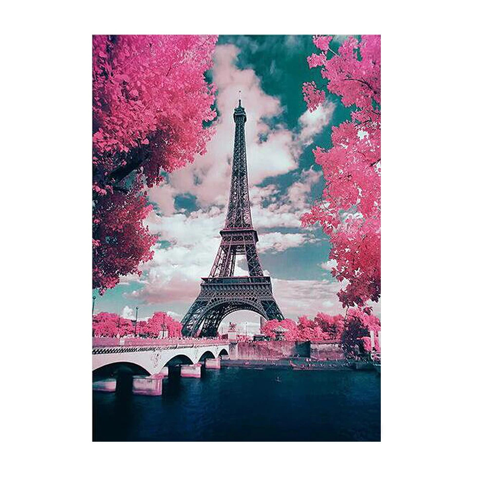 

DIY 5D Diamond Painting Landscape ‘Eiffel Tower’ Full Drill Round Rhinestone Embroidery Color Cross Stitch Home Decoration