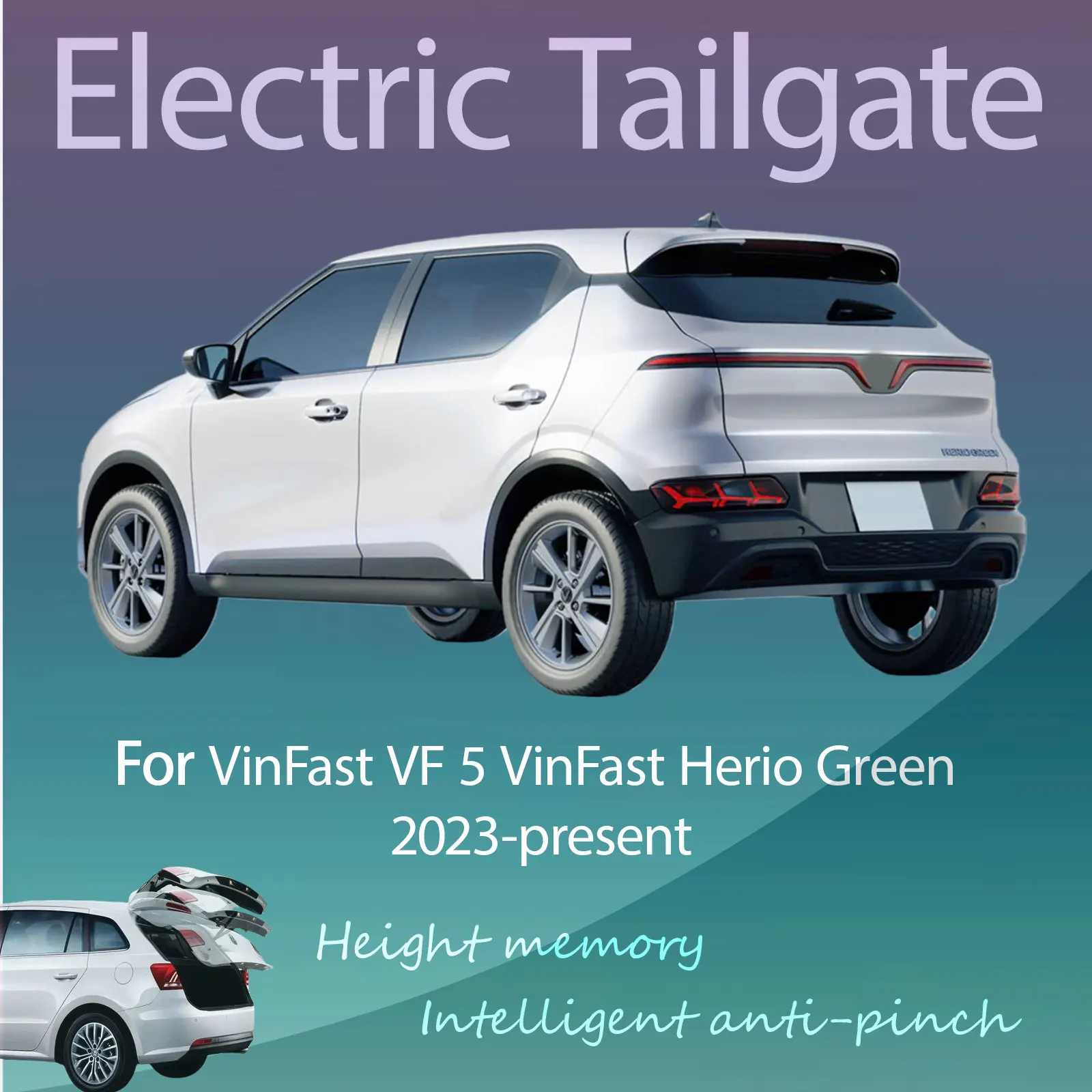 Фото Для VinFast VF 5/Herio Green 2023-настоящее время электрическая задняя дверь с сенсором багажника, защита от защемления, высота памяти, интеллектуальная работа №1
