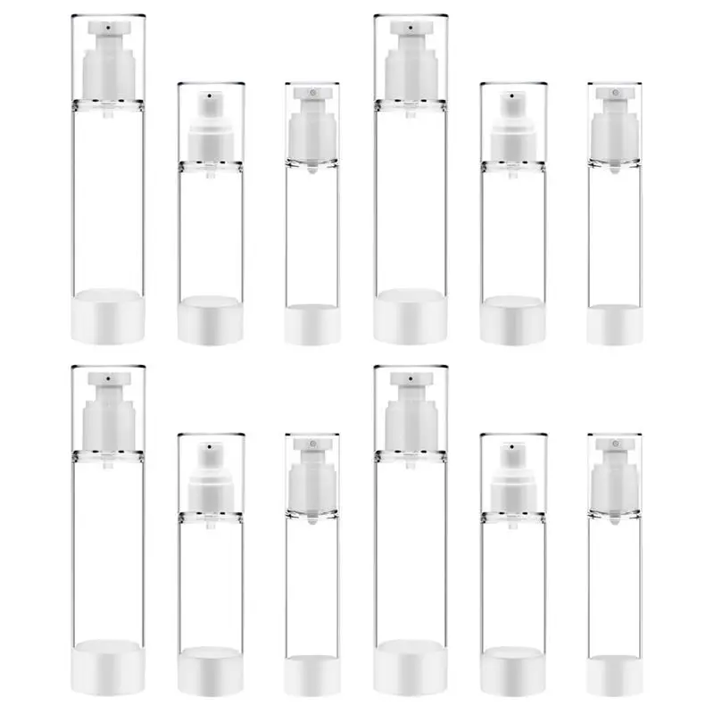 

12 шт., бутылки для лосьона для путешествий, вакуумные бутылки, пустые косметические бутылки, портативные бутылки для лосьона, 15 мл, 30 мл, 50 мл