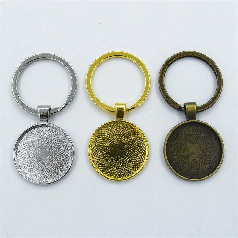 

10pcs/lot 25mm Cabochon Blank Keychain Pendant Base HandmadeKeyring Fit 25mm Glass DIY Jewelry Making Accessories