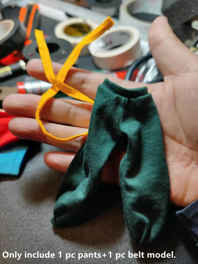 

Одежда в масштабе 1/12, тренировочные брюки зеленого цвета + желтая модель ремня для куклы с железным кулаком 6 дюймов