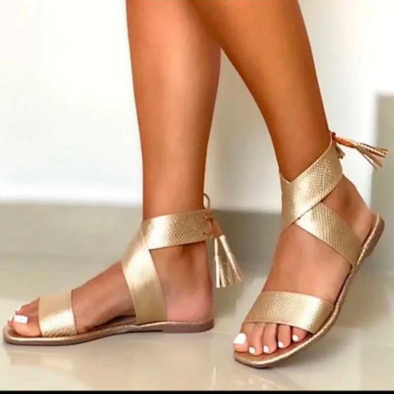 

Women's Sandals 2022 Flat Shoes Women's Ankle Strap Summer Sandals Mujer Luxury Sandals Women's Leopard Sandals Size 43