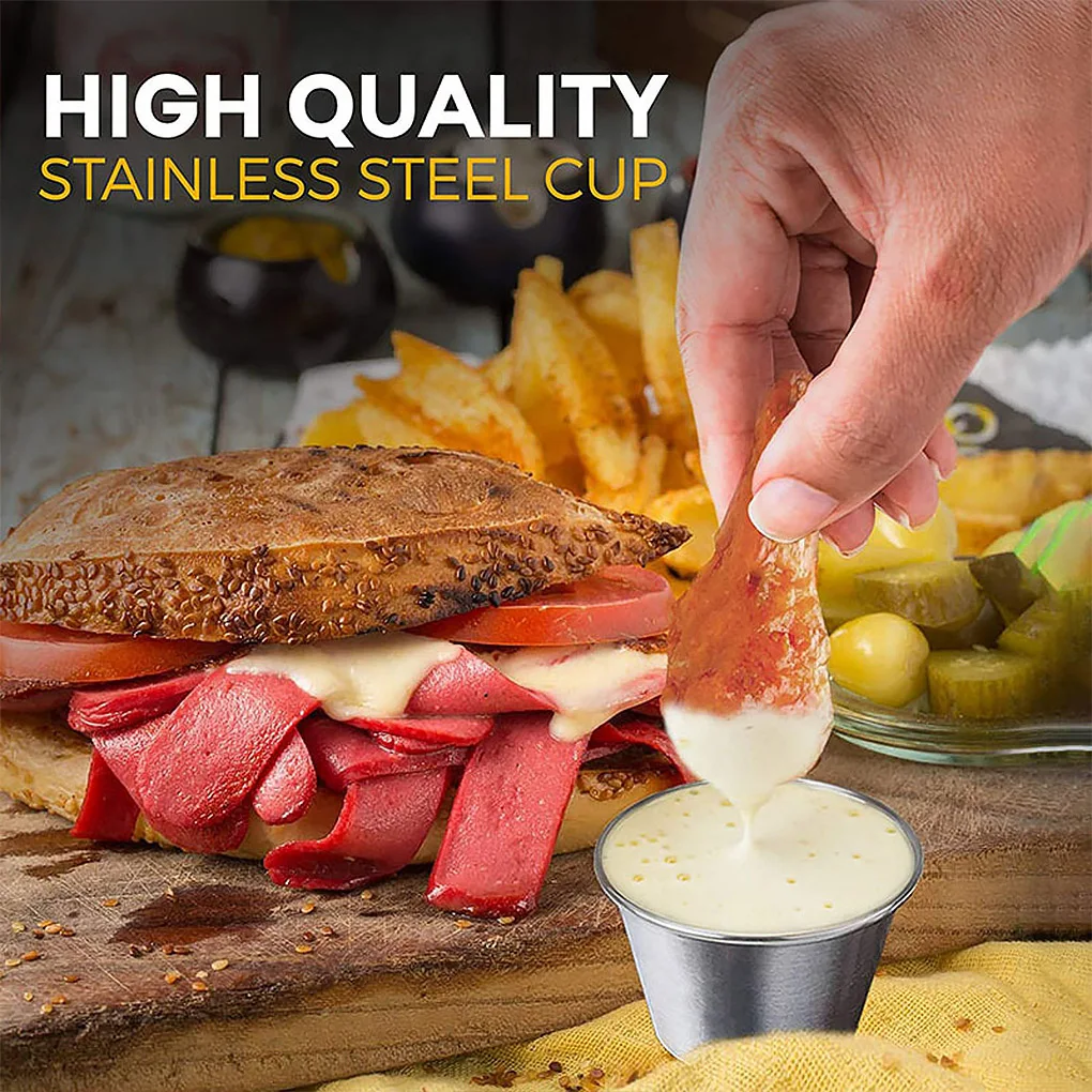 

Stainless Steel Sauce Cup Condiment Ketchup Dipping Bowl Seasoning Dish Appetizer Plates Container Kitchen Tools