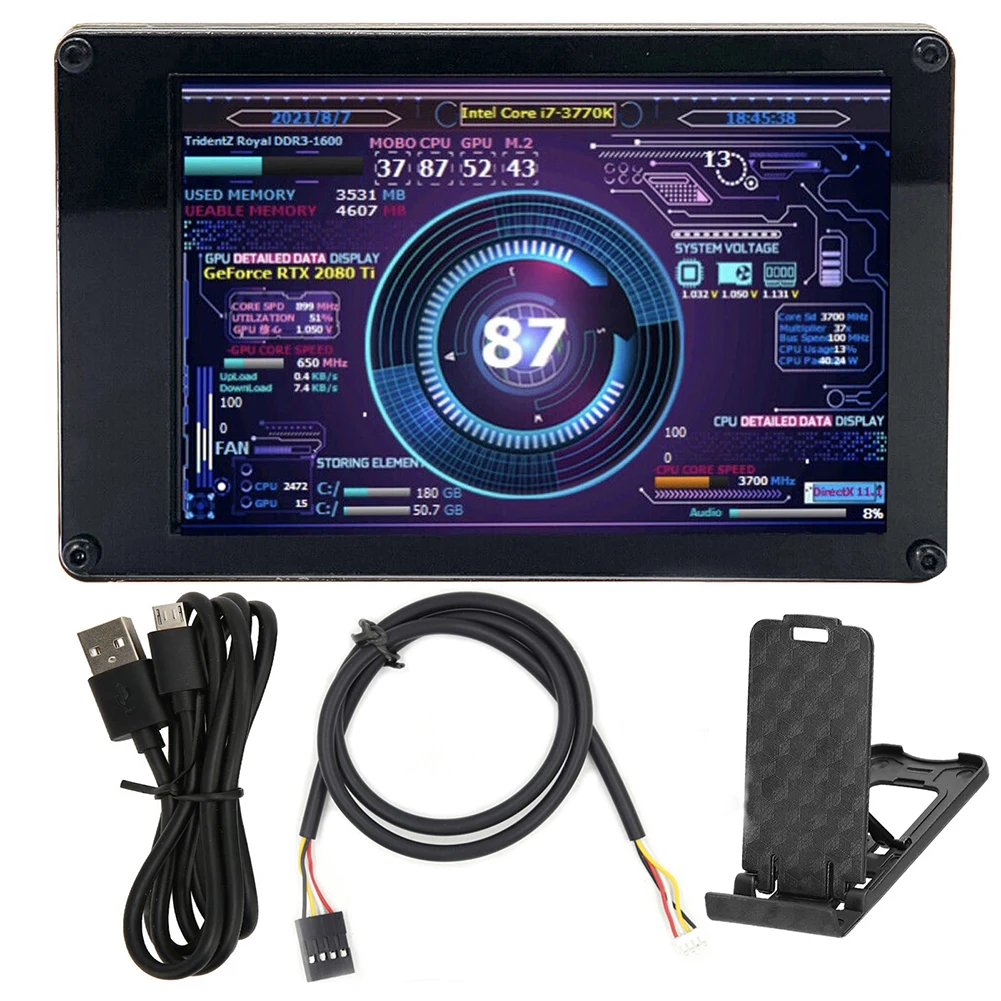 

ЖК-монитор USB2 с ЖК-дисплеем диагональю 3,5 дюйма, ЖК-светильник подсветкой AIDA64 RGB, дышащий USB-дисплей, подэкран для ПК, компьютера, Raspberry Pi