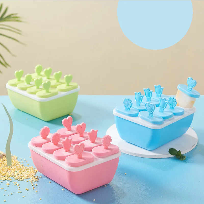

Silicone Ice Cream Molds DIY Homemade Freezer Lolly Mould 4 Cell Frozen Ice Cube Molds Popsicle Maker with Free Sticks Food Safe