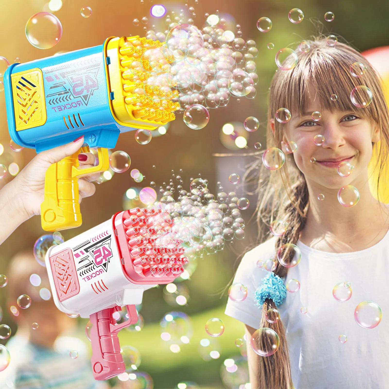 

45 Hole Bubble Guns For Kids Ergonomic Handle Bubble Guns Toys For Kids Automatic Electric Bubbles Blower Blaster For Summer