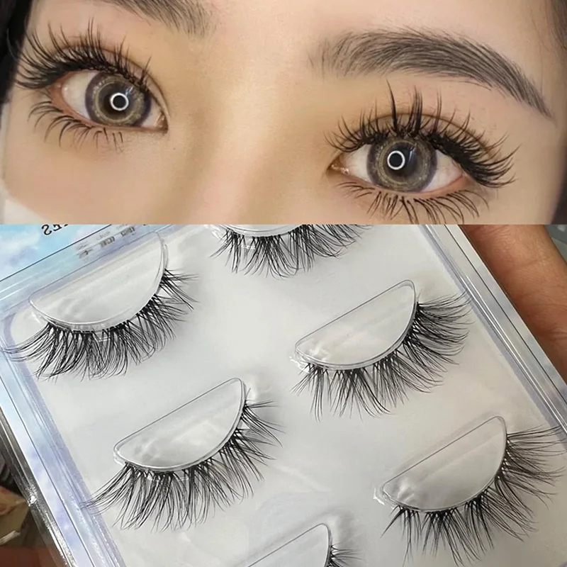 

Mink Eyelashes Band Lash Extension Natural Fairy False Eyelashes Cross Cluster 3D Faux Big Eye Long Fake Lashes New 3pairs