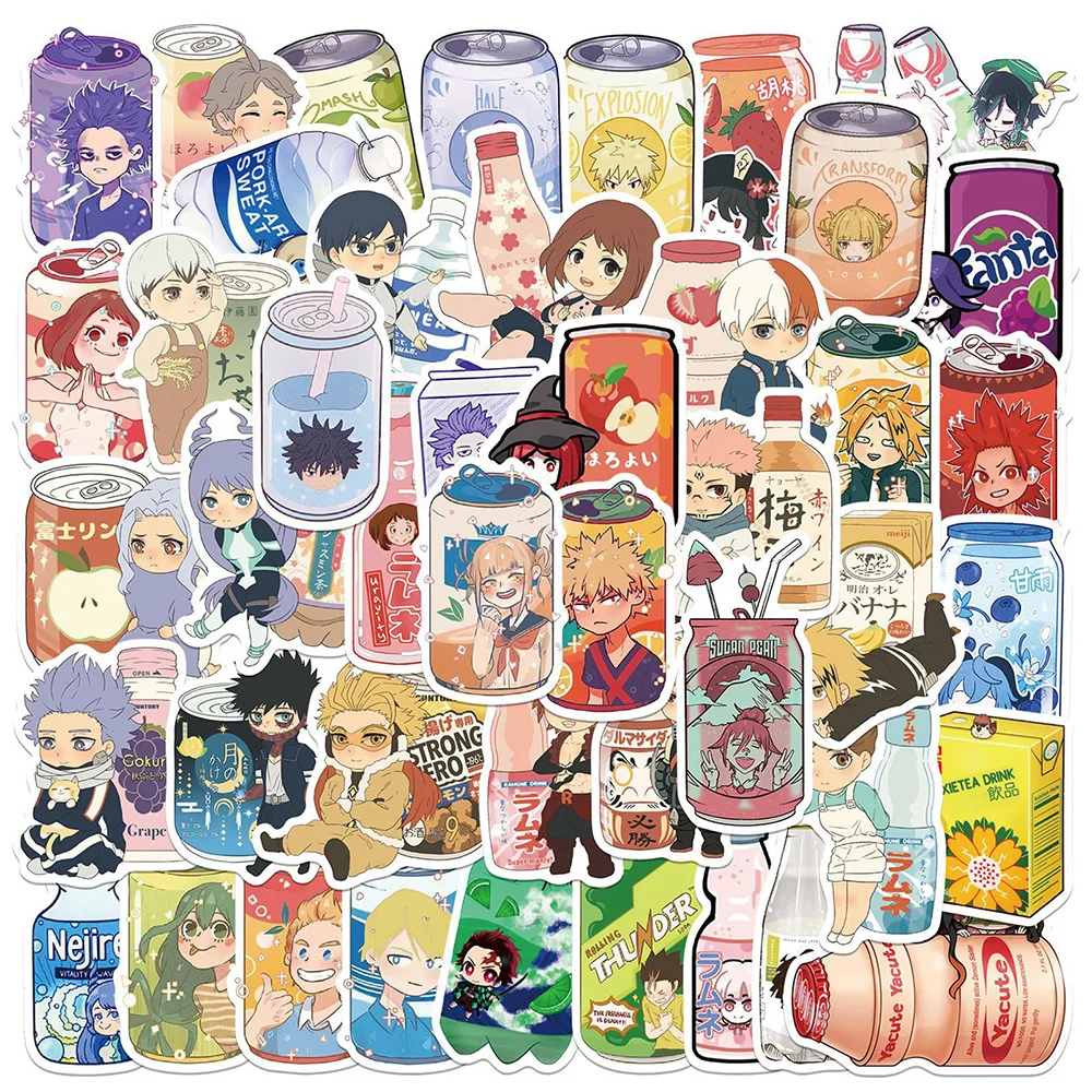 

10/30/50PCS Sparkling Water Drink Mixed Anime Character Stickers DIY Laptop Luggage Skateboard Graffiti Decals Sticker for Toys
