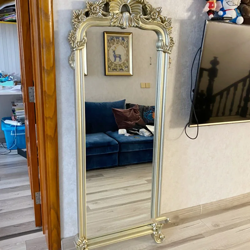 Фото Винтажное зеркало, длинное зеркало под раковину, для спальни, многофункциональное вертикальное эстетическое украшение, предметы для дома №5
