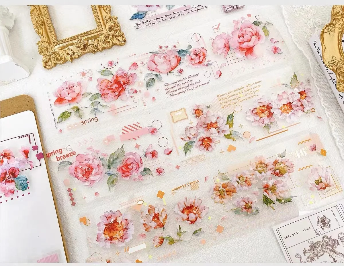 

Lovely Red Flower PET Tape Planner DIY Scrapbooking Decorative Plan Sticker