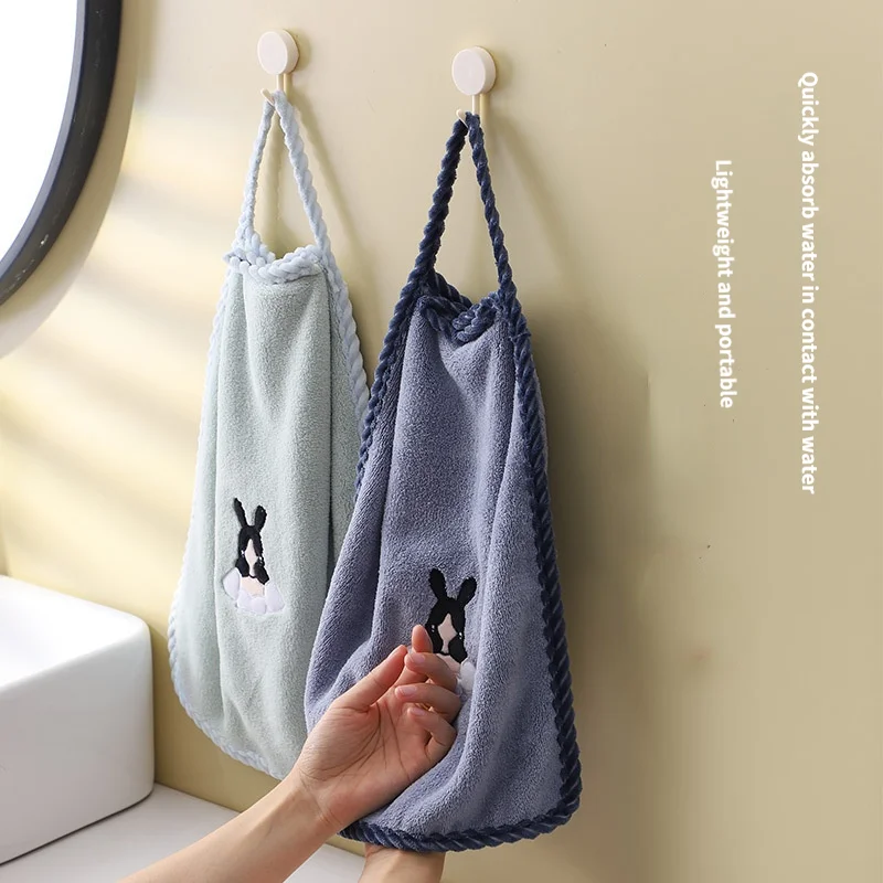 

New Soft Hand Towel Cartoon Cute Creative Kitchen Microfiber Coral Fleece Water-absorbing Hangable Kitchen Cleaning Cloth
