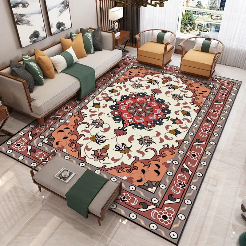 

Retro Carpet European Ethnic Style for Living Room Sofa Rectangle Persian Style Bedroom Bedside Blanket Mats Customization Rugs