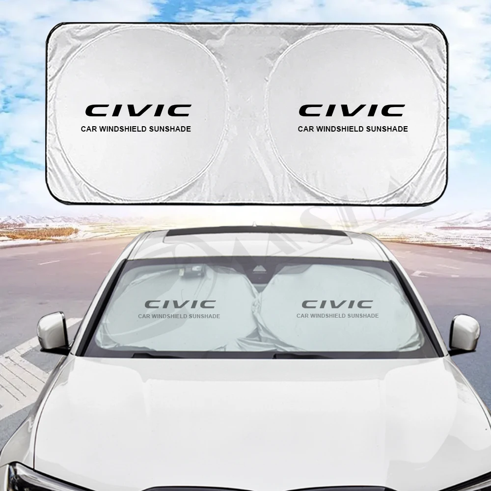 

For Honda Civic 7 8 9 10 4 door sedan Hybrid Car Logo Windshield Sunshade Parasol Coche Auto Emblem Sun Shade Visor Block Blind