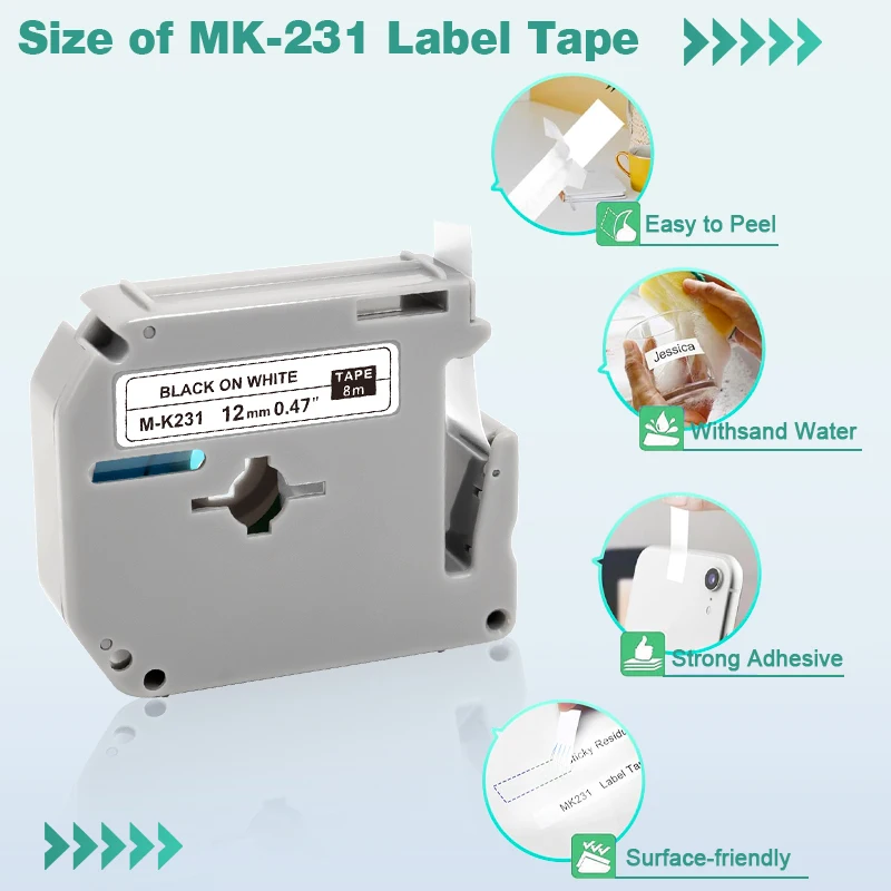 6PK 12 мм ленты для этикеток Brother MK231 M-K231 MK131 MK631 Совместимые устройства изготовления