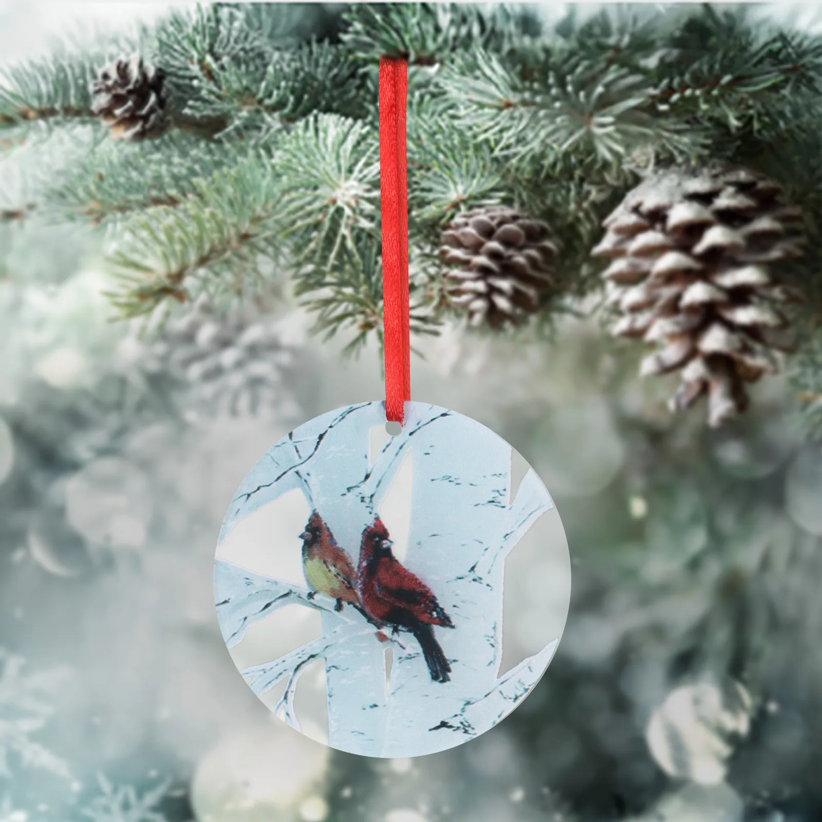 

Outdoor Spring Decorations for Front Porch Bishop Ornament Bird Red Pendant Personalized Round Commemorative Home Decor