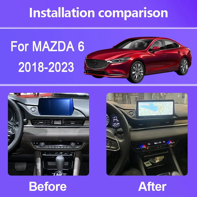 10 25-дюймовый автомобильный радиоплеер для Mazda 6 2018-2023 Android 12 8G + 256G навигация GPS