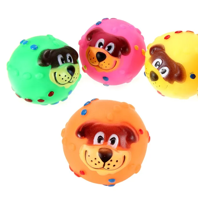 

Squeaky Interactive Toys Ball Toys Dog Accessories Rubber Dog Chew Items Dog Pet Dog Toy Squeaker Puppy Dog Face Sound