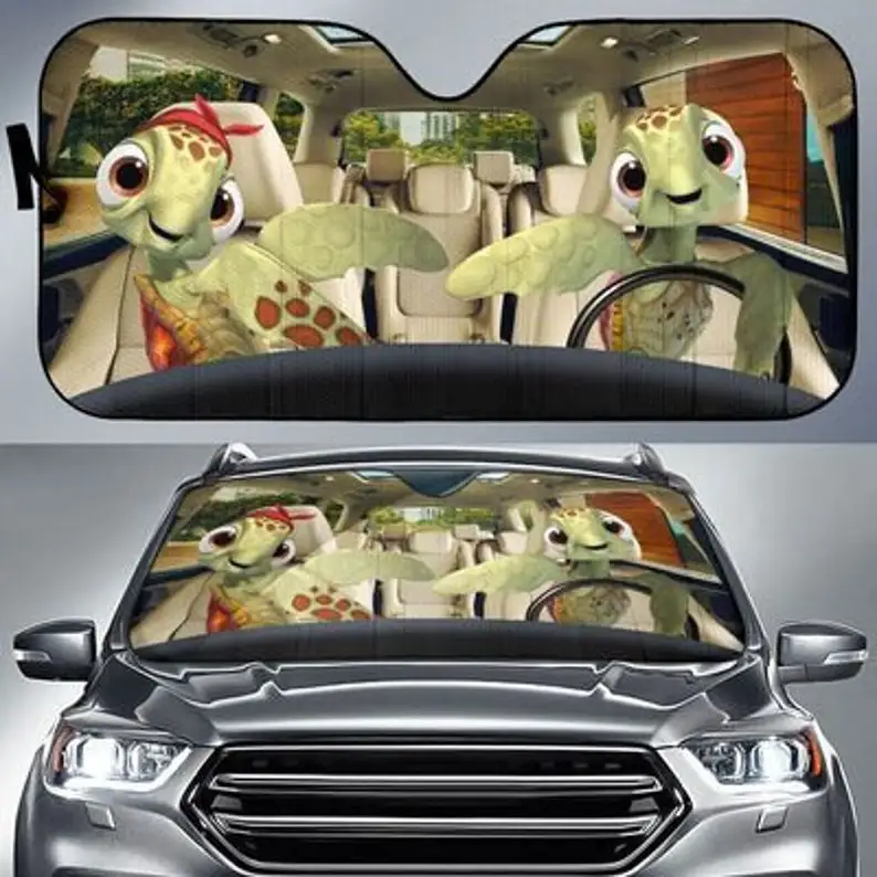 

Turtle Safe And Driver Auto Sun Shade Customized Gift Windshield Sunshade, Custom Animal Pattern Sunshade, Personalized Gifts