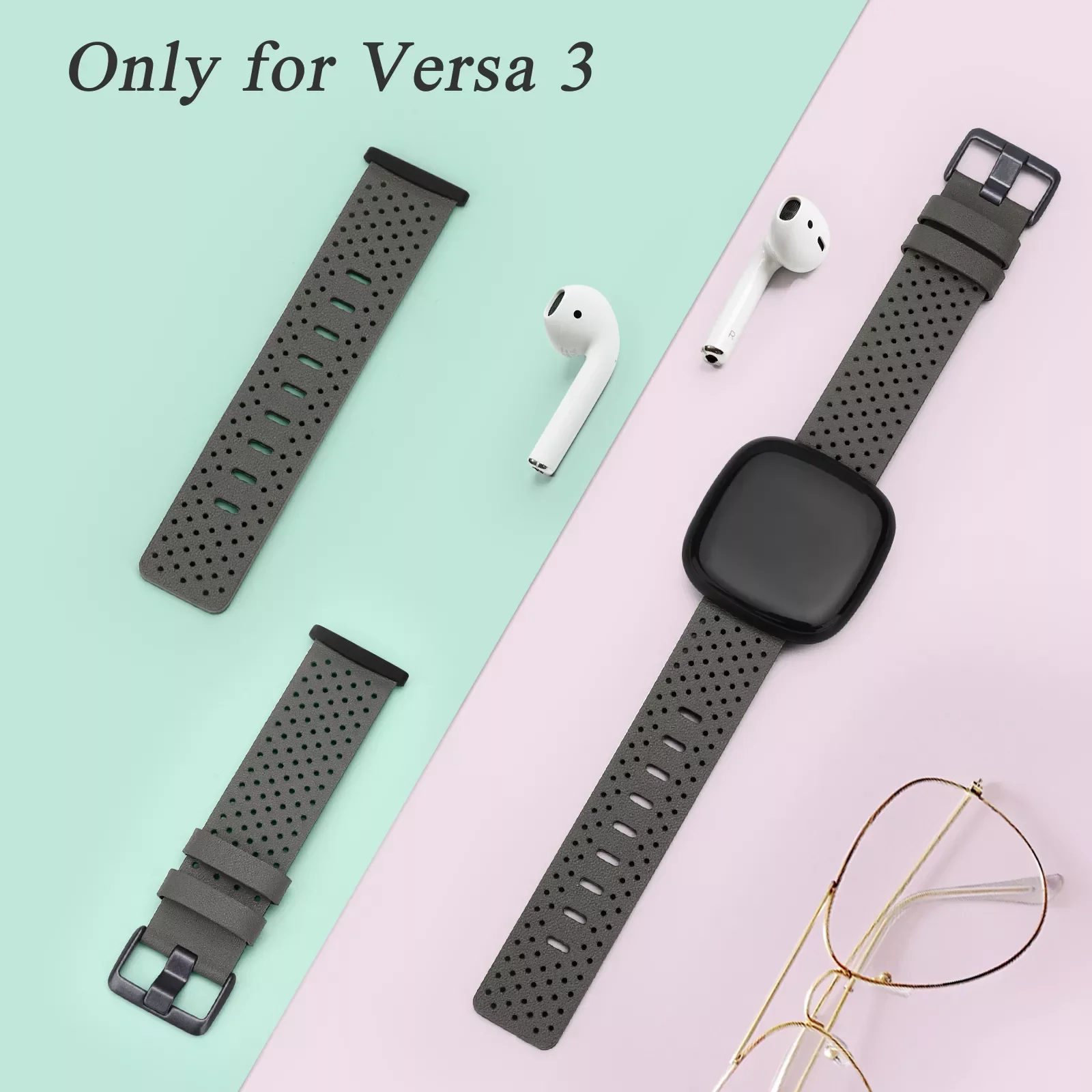 Breathable Leather Bracelet Strap For Fitbit Versa 3 Sense Band Leather Smart Watch Band For Fitbit Versa 3 Strap Replacement