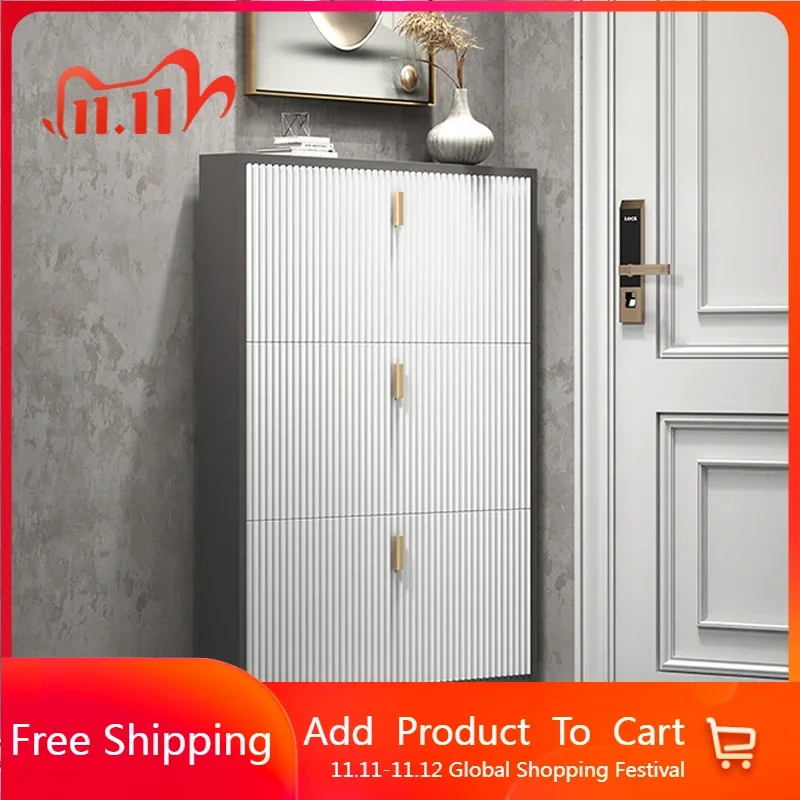 

Entrance Hall Storage Shoe Cabinet White Modern Ultra Thin Shoe Cabinet Wooden Bedroom Range Chaussure Home Furniture ZY50XG