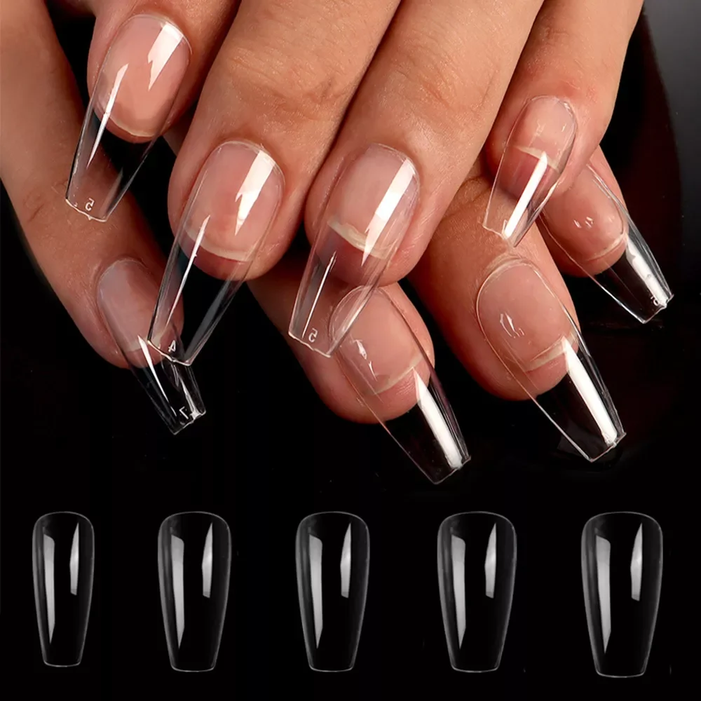 

False Nail Tips Short Acrylic Art Full Cover Fake Nails 10 Sizes