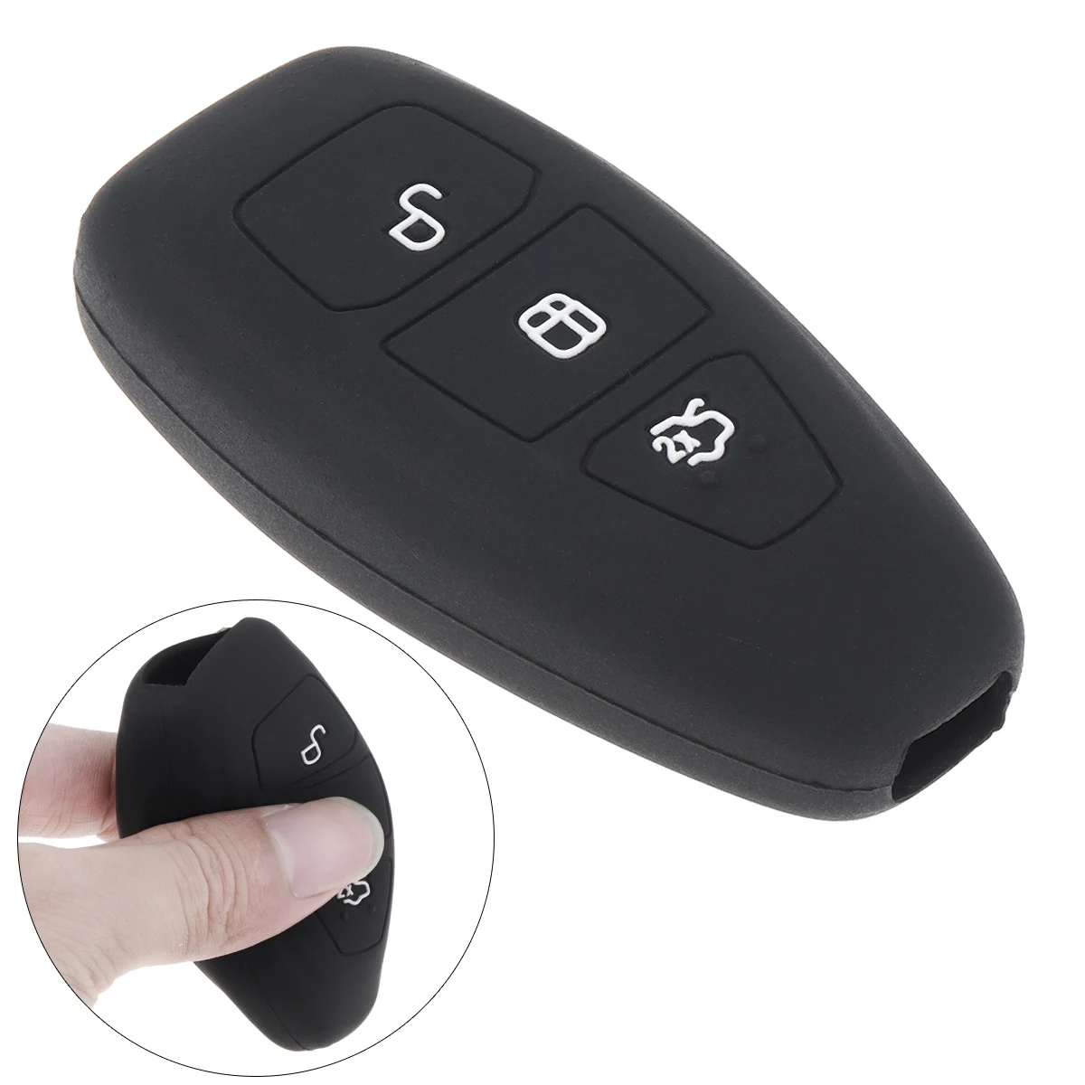 

Black 3 Buttons Auto Silicone Flip Folding Car Key Cover Protector Holder Fit for Ford Fiesta Focus 3 4 MK3 MK4 Mondeo Focus ST