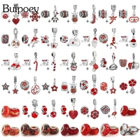 buipoey 2pcslot red heart beads crown charm diy bracelet necklace xmas rhinestone crutch owl pendant handmade jewelry accessory