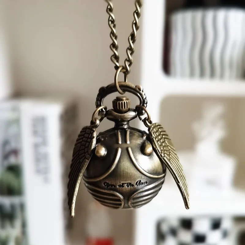 Vintage Punk Creative Pocket Watch, Exquisite And Cute Spherical Wing Pendant, Surprising Style. Necklace Clock Gift Selection