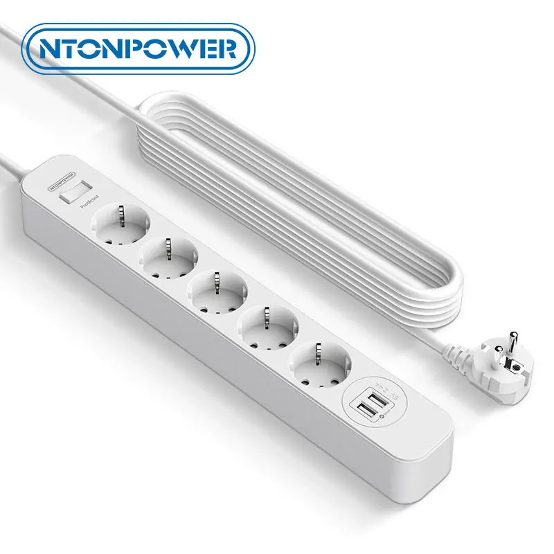 

Сетевой удлинитель NTON, универсальная электрическая розетка с удлинителем 3 метра, европейская вилка, для дома и офиса