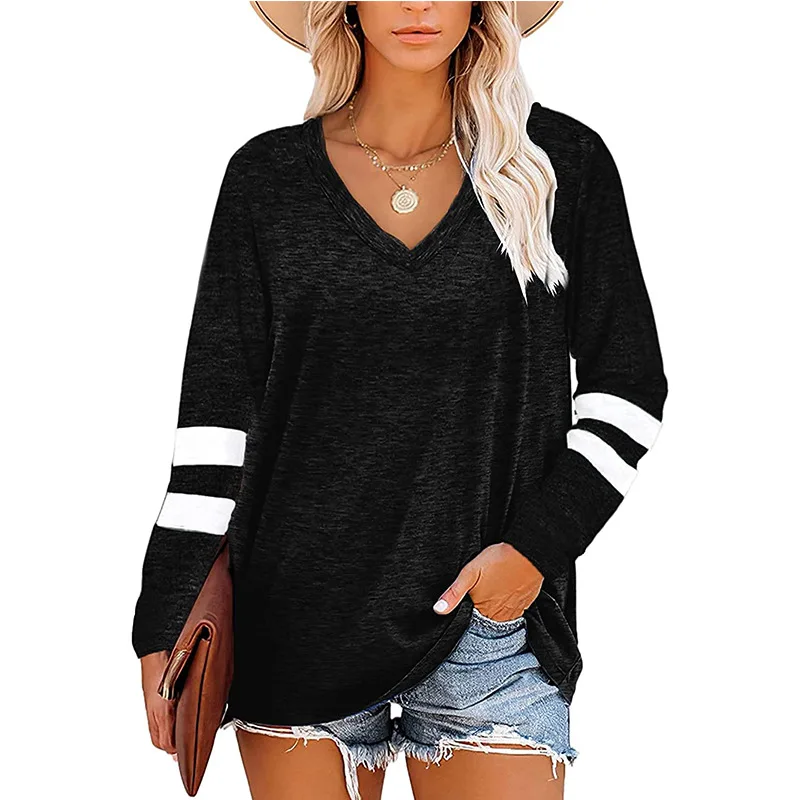 

Oversized Sweatshirt for Women Striped Long Sleeve Loose Casual Pullover Shirts Autumn Female Bottoming T-shirt Vetement Femme