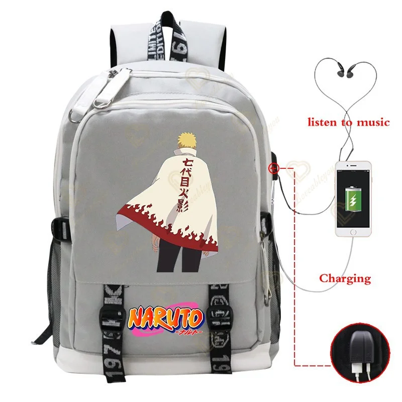 

Men's Naruto Print Backpack Travel Business Trip Laptop USB Charging Outdoor Bag Daypacks Male Leisure Large Capacity