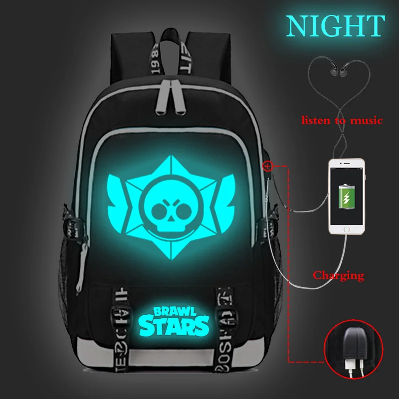 

Outdoor Backpack Luminous Pattern Backpack Trendy Usb Laptop School Bag For Girls Boys Teenagers Casual Cool Mochilas
