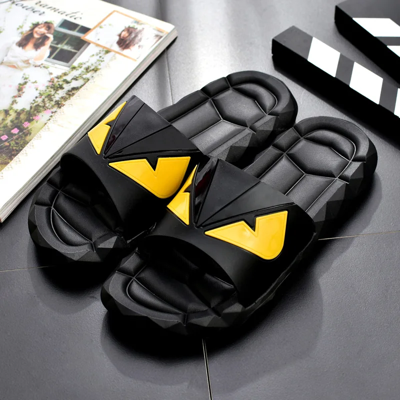 

Men Slippers Shoes Thick Sole Non-slip White Sandals Summer New Owl Slides Beach Shoes Man Slipper Fish Shower Rubber Flip Flops