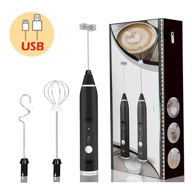 New in Milk Frothers  Handheld Blender With USB Electrical Mini Coffee Maker Whisk Mixer For Coffee Cappuccino Cream air fryer h