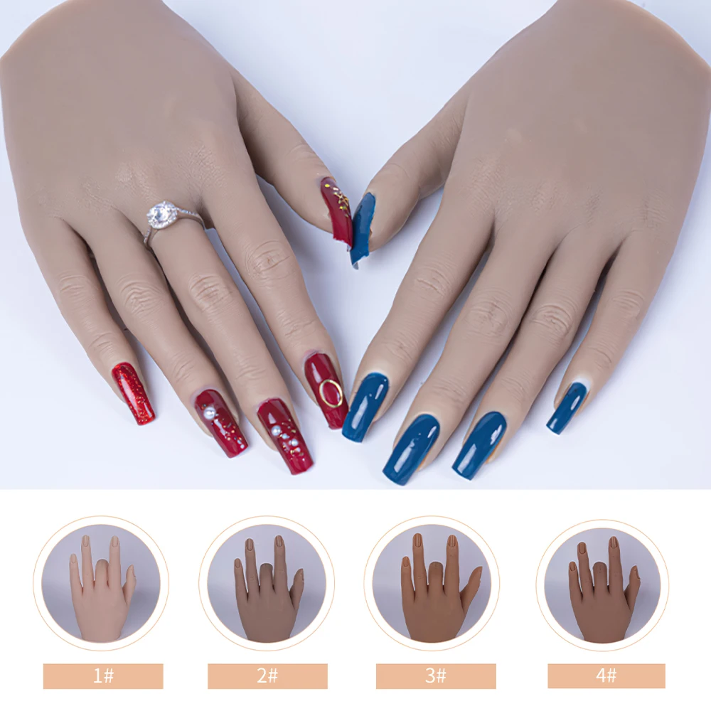 

Nail Practice Hand Model Flexible Movable Silicone Prosthetic Soft Fake Hands for Nail Art Training Display Model Manicure Tool