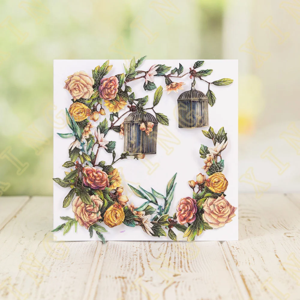 Венок диких цветов Цветочный полумесяц домик металлическое ремесло режущие