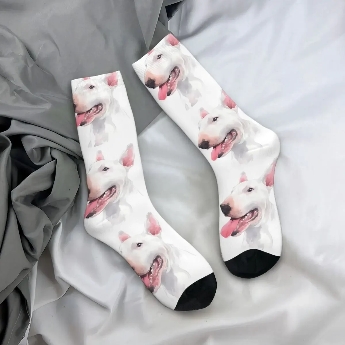 Счастливые мужские носки белые акварельные художественные ретро-Носки с