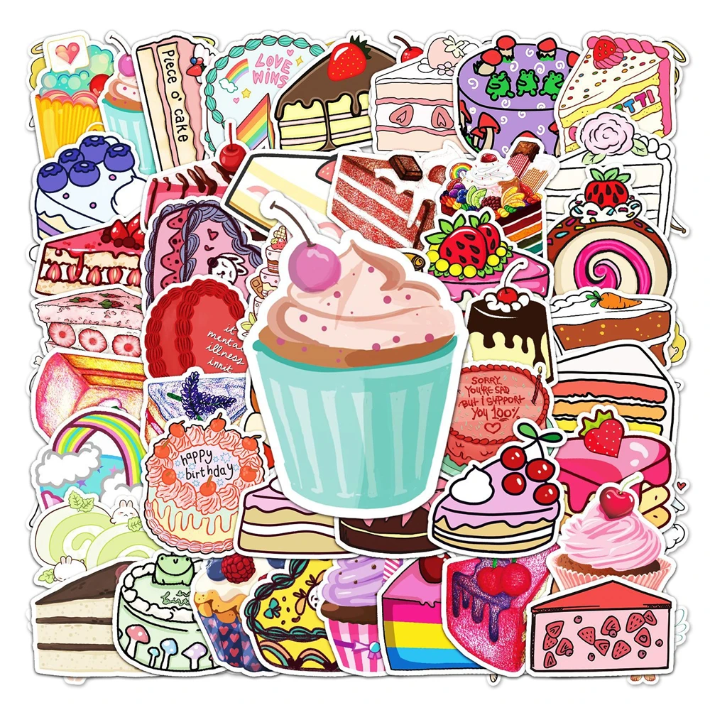 

10/30/50PCS Cartoon Cute Food Cake Trend Creative Graffiti Sticker Bike Skateboard Car Helmet Laptop Computer Wholesale