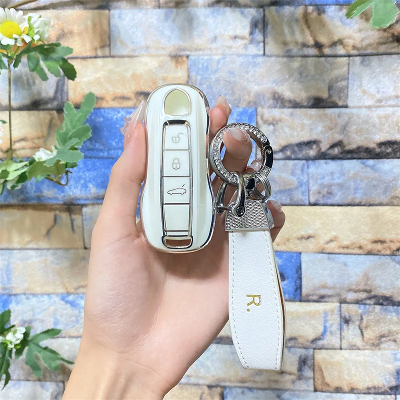 

Car Key Case Covers For Porsche Cayenne Panamera Macan Cayman 911 718 918 958 Boxster Decoration Keychain Interior Accessories