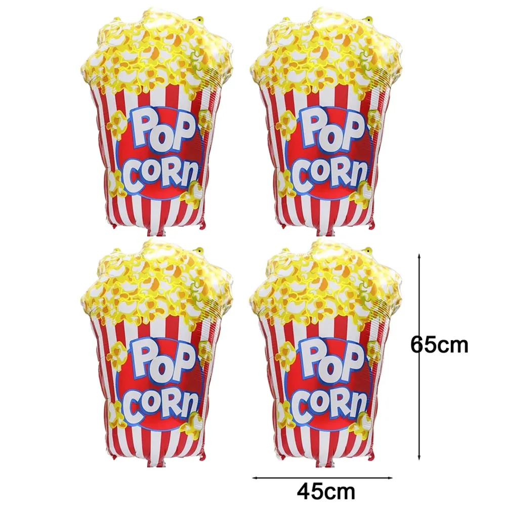 

4 шт., украшения для ночной вечеринки в кино, проектор, набор фольгированных воздушных шаров для попкорна для 70-х, 80-х, 90-х, фотографии, декорации для дня рождения