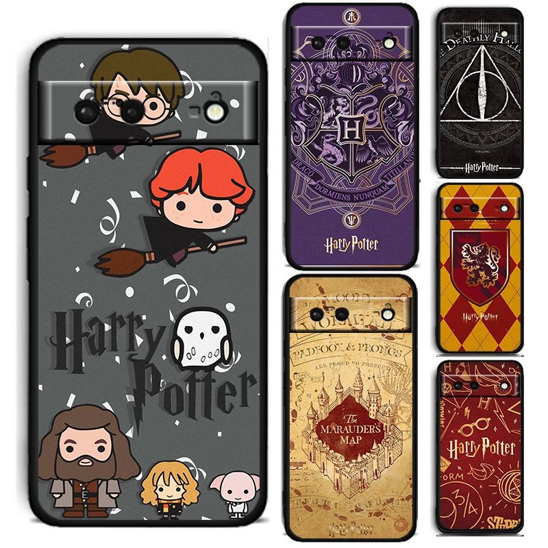 

Cute harrys P-potterLove For Google Pixel 7 6 6A 5 4 5A 4A XL Pro 5G Silicone Shockproof Soft TPU Black Phone Case Cover