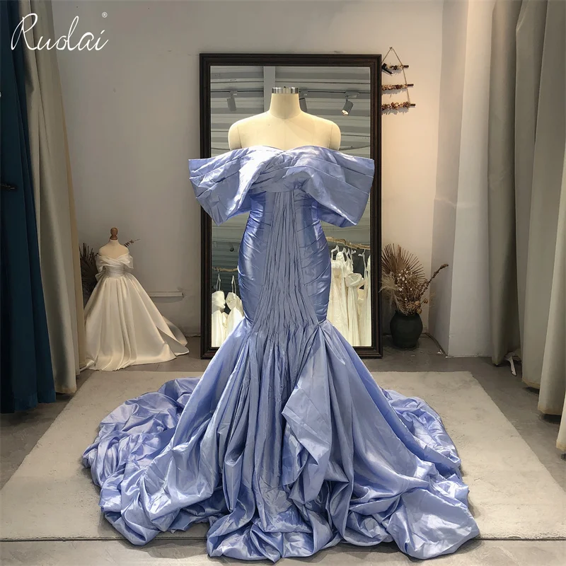 

Вечерние платья-русалки с открытыми плечами, плиссированные торжественные платья из тафты для женщин, модель LDC6602